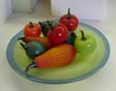Colorful glass fruits.